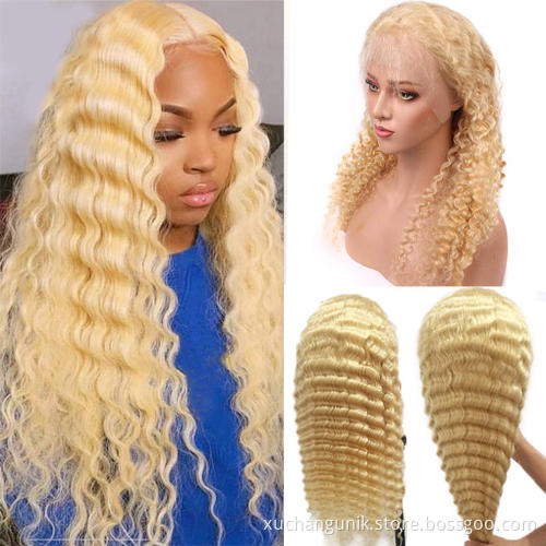 613 hd deep wave Wig Human Hair,Brazilian 613 Blonde Full Lace Human Hair Wig,30 Inch 613 Virgin Hair Human Hair Full Lace Wig